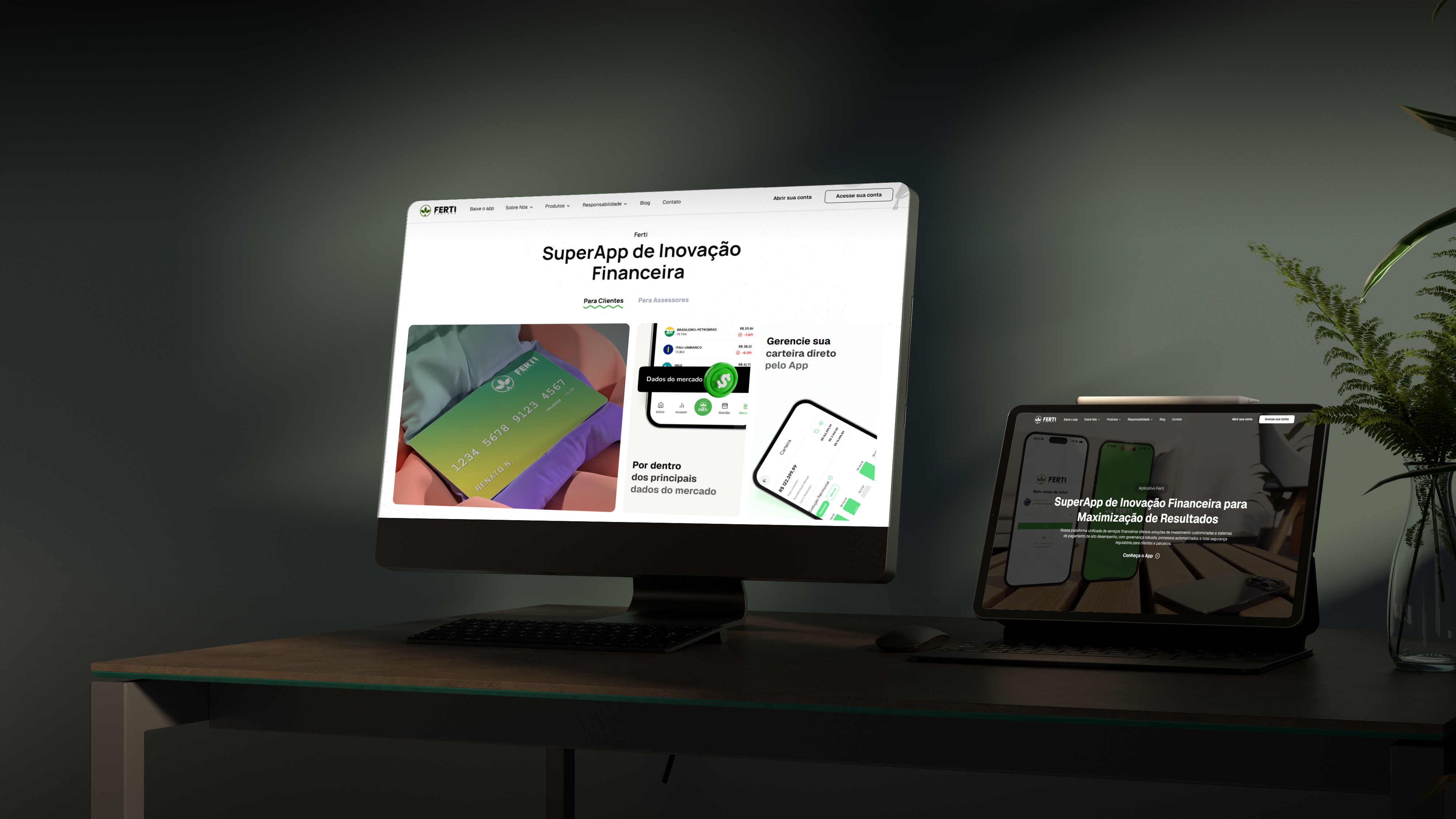 Ferti website homepage highlighting sectors and financial solutions