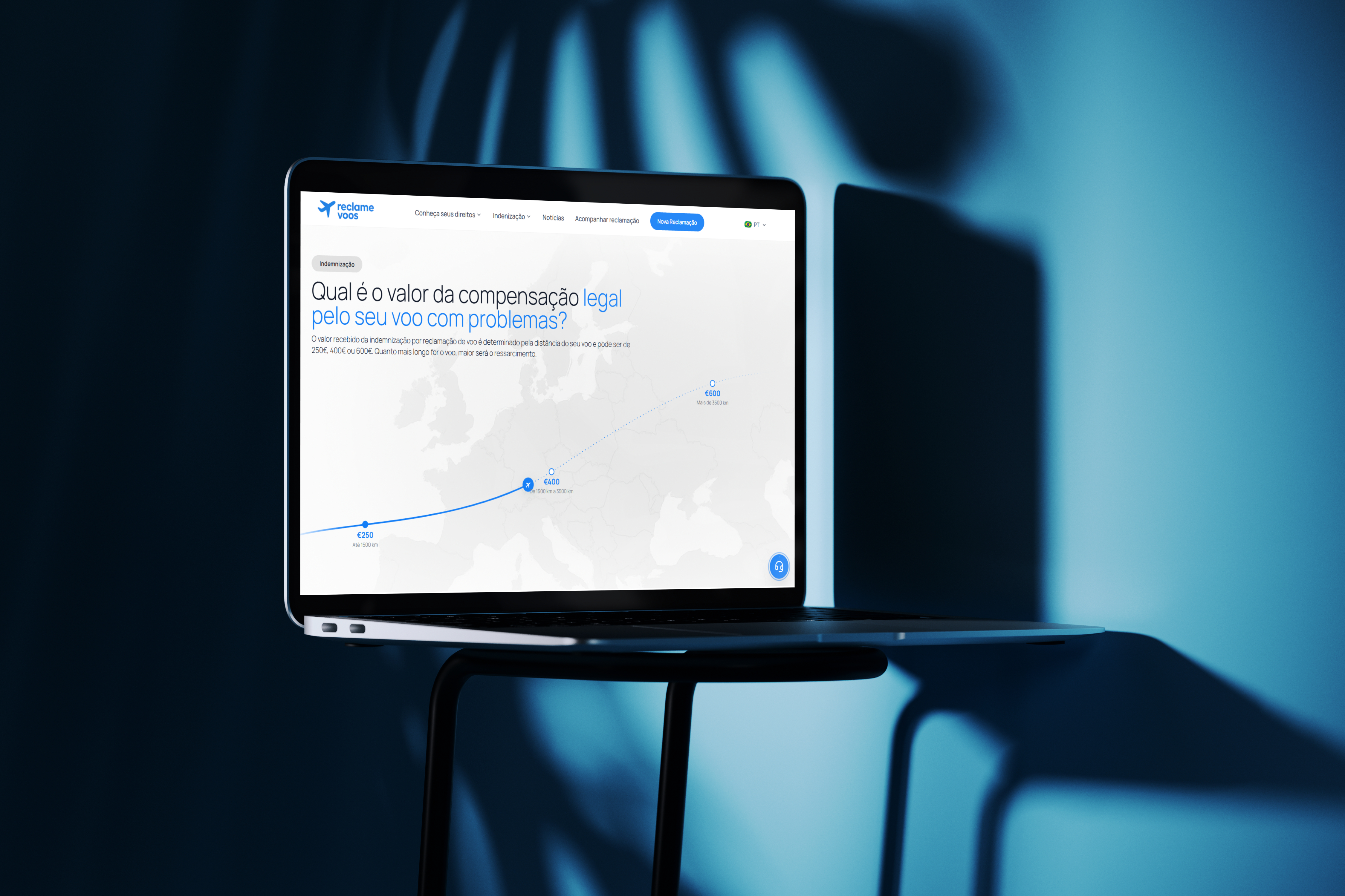 ReclameVoos homepage highlighting the new claim form